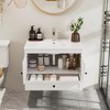 Famapy White Hanging Bathroom Vanity with Faucet and Metal - Rail Drawer - 2 of 4