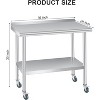 Stainless Steel Table, Backsplash + 4 Caster Wheels, Kitchen Work Table for Work, Heavy Duty NSF Metal Work Tables, for Restaurant, Home - 2 of 4