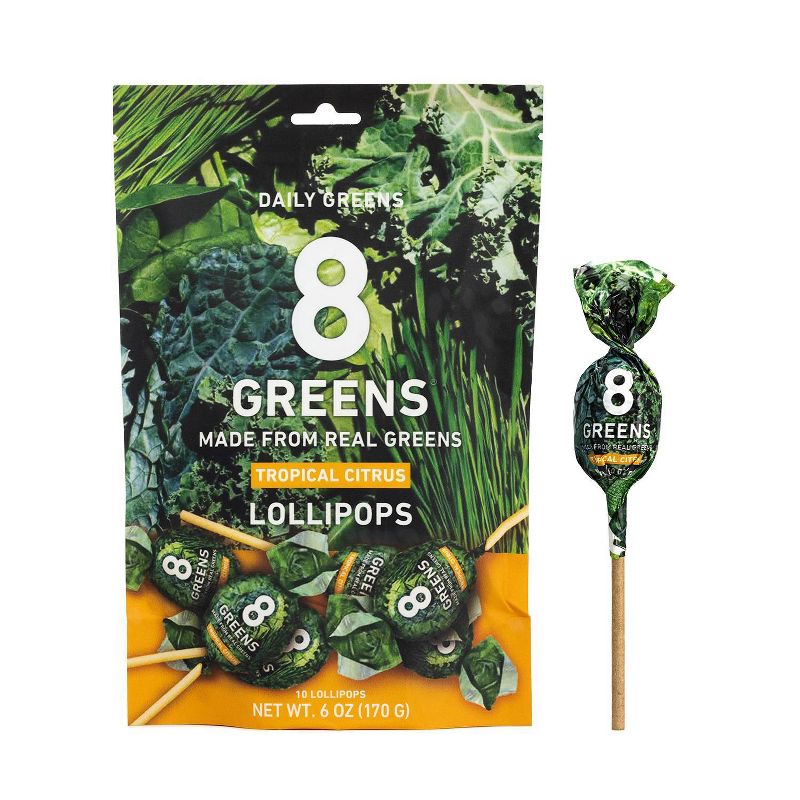 8Greens Lollipops Citrus Flavor Dietary Supplement - 10ct, 1 of 14