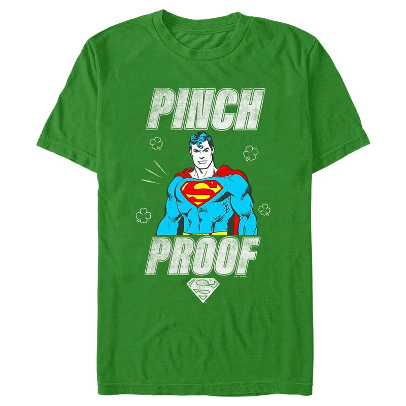 Men's Superman St. Patrick's Day Pinch Proof Man of Steel T-Shirt, 1 of 6