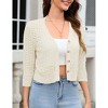 Women's 3/4 Sleeve Cropped Cardigan Summer Lightweight Button Down Sweater Crochet Knit Bolero Shrugs - 2 of 4