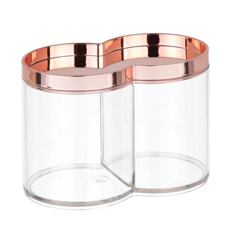 MDesign Round Bathroom Vanity Countertop Divided Storage Canister Plastic Jar 