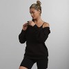Women's Double Zipper Pullover Oversized Hooded Sweatshirt - 4 of 4