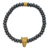 Chisel Stainless Steel Antiqued and Yellow IP-plated Wolf Head Matte 6.5mm Hematite Beaded 7.25" Stretch Bracelet - 3 of 4
