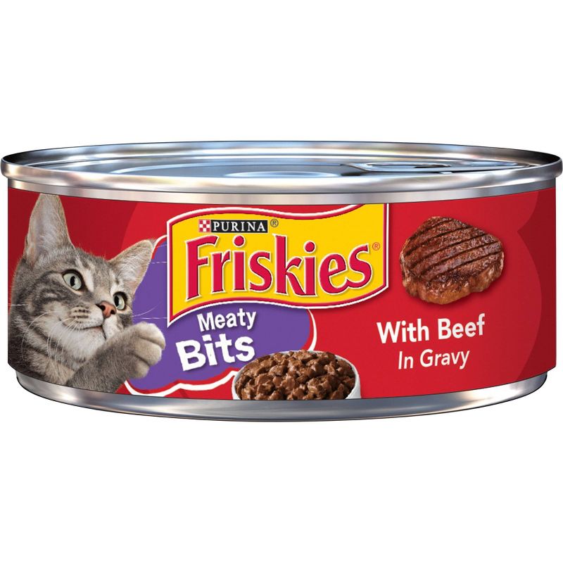 Purina Friskies Meaty Bits with Beef In Gravy Wet Cat Food - 5.5oz, 1 of 6
