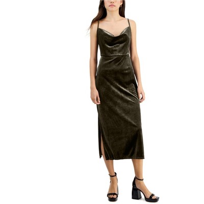 Taylor Womens Cowl Neck Sleeveless Velvet Midi Dress