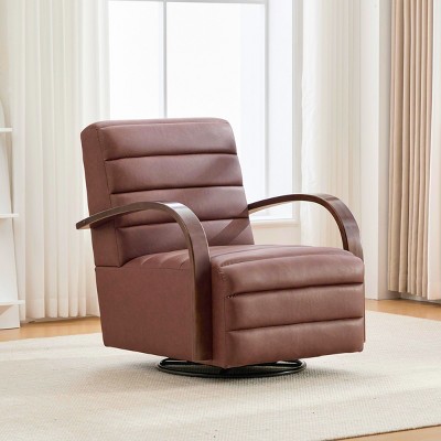 Swivel Accent Chair,Modern 360° Upholstered Lounge Chair with Solid Wood Armrests and Tufted Seat for Living Room Bedroom Office-Baofuwish