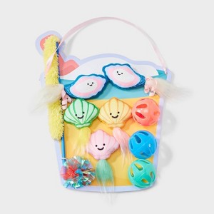 Sand Pail Basket Cat Wand Plush Toy Set - 10pc - Boots & Barkley™ - 1 of 3