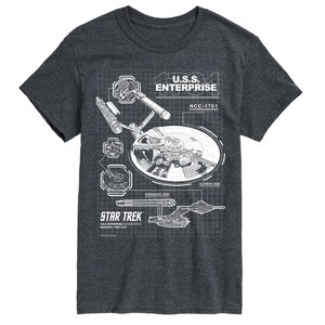 Men's - Star Trek - Enterprise Diagram Short Sleeve Graphic T-Shirt - 1 of 4