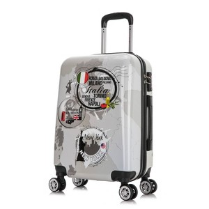 InUSA Carry On 20" World Print Lightweight Hardside Spinner Suitcase - Gray - 1 of 4
