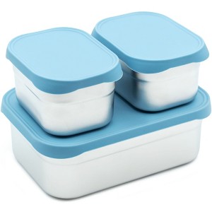 WeeSprout Stainless Steel Lunch Box Set - Matte Blue - 1 of 4