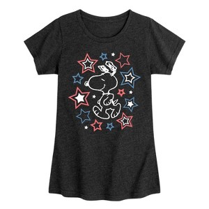 Girls' - Peanuts - Snoopy Stars Fitted Short Sleeve Graphic T-Shirt - 1 of 4