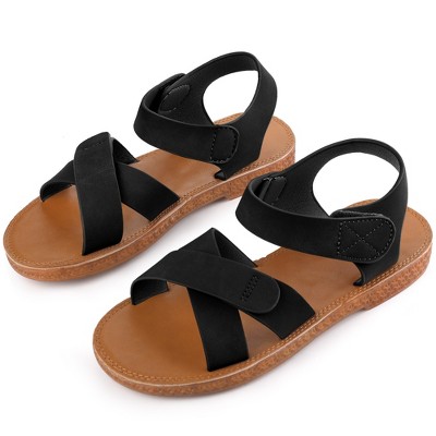Allegra K Women's Crisscross Straps Open Toe Ankle Strap Flat Sandals