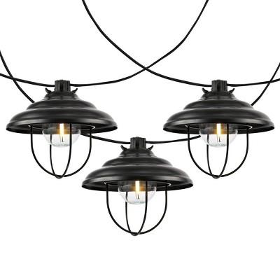 Aislin 10-Light Black Metal Outdoor LED Globe String Lights