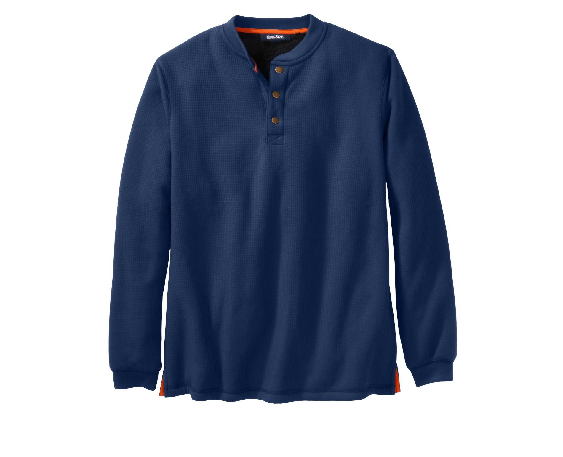 KingSize Bonded High Pile Fleece Waffle Henley - 7XL, Navy