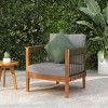 Acacia Wood Outdoor Club Chair with Handwoven Rope & Waterproof Cushion, 28"W Patio Lounge-3irtyhousy - 2 of 4