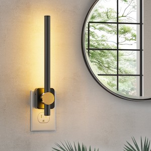 YANSUN 2W Integrated LED Plug-In Night Light, Long Slim Round Bar, Slide Dimming, Warm White 3000K, 1-Pack - 1 of 1