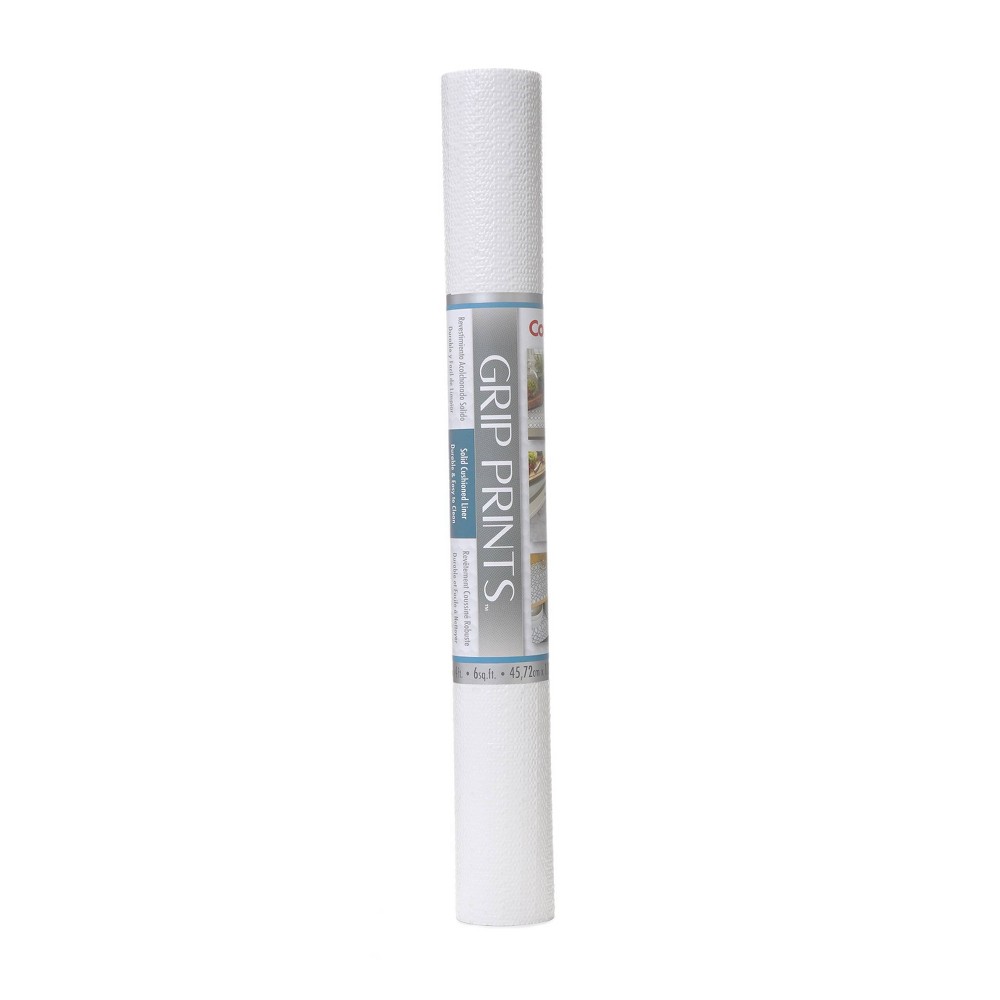 Con-Tact Brand Grip Prints Non-Adhesive Shelf Liner- White (18"x 4'): Nonskid, Solid Pattern, Cabinet & Drawer Use