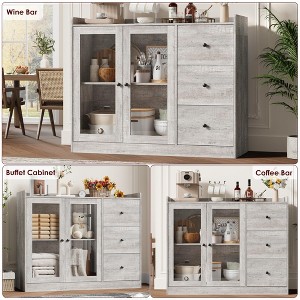 Jojoka Buffet Cabinet with Storage, 43" Modern Sideboard Kitchen Cabinet with Guardrail Design & Adjustable Shelves & 3 Drawers - 1 of 4