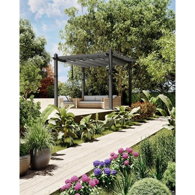 Outdoor Pergola Metal Gazebo with Retractable Canopy