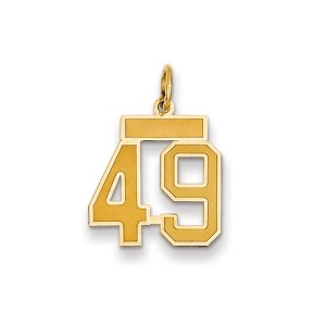 Black Bow Jewelry 14k Yellow Gold, Jersey Collection, Small Number 49 Pendant - 1 of 2