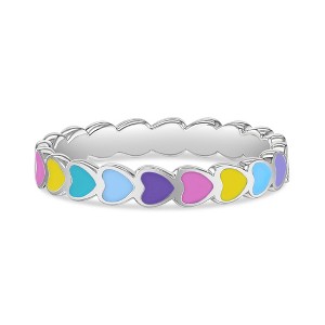 Girls' Rainbow Enamel Hearts Sterling Silver Ring - In Season Jewelry - 1 of 1