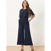 INSPIRE CHIC Women's Casual Dressy Cape Ruffle Sleeve Tie Waist Wide Leg Jumpsuits - 4 of 4