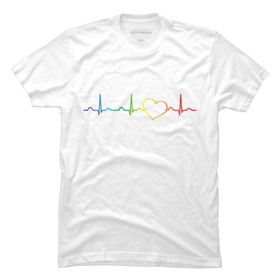 Adult Design By Humans Rainbow Pride Heartbeat By Luckyst T-Shirt