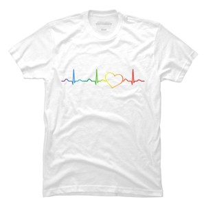 Adult Design By Humans Rainbow Pride Heartbeat By Luckyst T-Shirt - 1 of 2