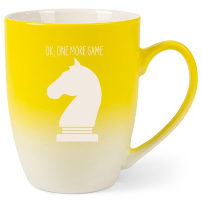 100 North Chess Knight 10 Ounce Yellow and White Two Toned Ombre, Comfortably Fits Your Hands, Ceramic Tea Coffee Cup Mug, Ok, One More Game