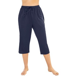 Swim 365 Women's Plus Size Taslon Cover Up Capri Pant - 1 of 4