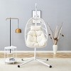 Indoor Metal Hanging Egg Chair with Stand,Handwoven PE Rattan with Cushion,Weatherproof Outdoor Patio Lounge Swing-Cuddlewood - 3 of 4