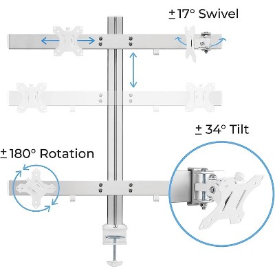 Silver Heavy-Duty Clamp-On Four Monitor Mount