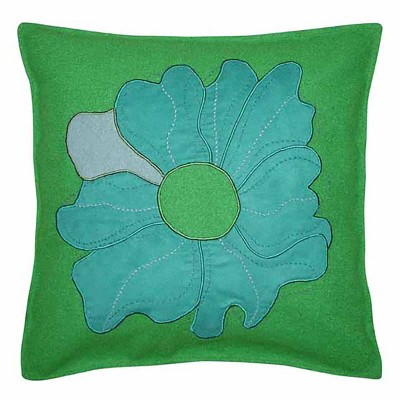 C&F Home 18" x 18" Green Flower Applique Throw Pillow