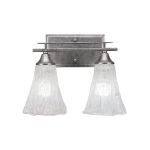 Toltec Lighting Uptowne 2 - Light Vanity in  Aged Silver with 5.5" Fluted Italian Ice Shade - 1 of 1