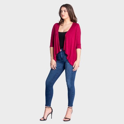24seven Comfort Apparel Womens Elbow Sleeve Open Cardigan