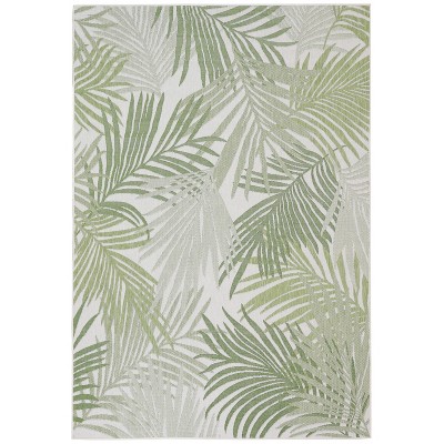 7'10"x10'9" Rectangle Outdoor Woven Leaf Area Rug Green - Sunnydaze Decor