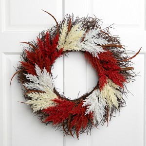 Northlight Fall Harvest Mixed Heather Artificial Grapevine Wreath - 24" - Unlit - 1 of 4