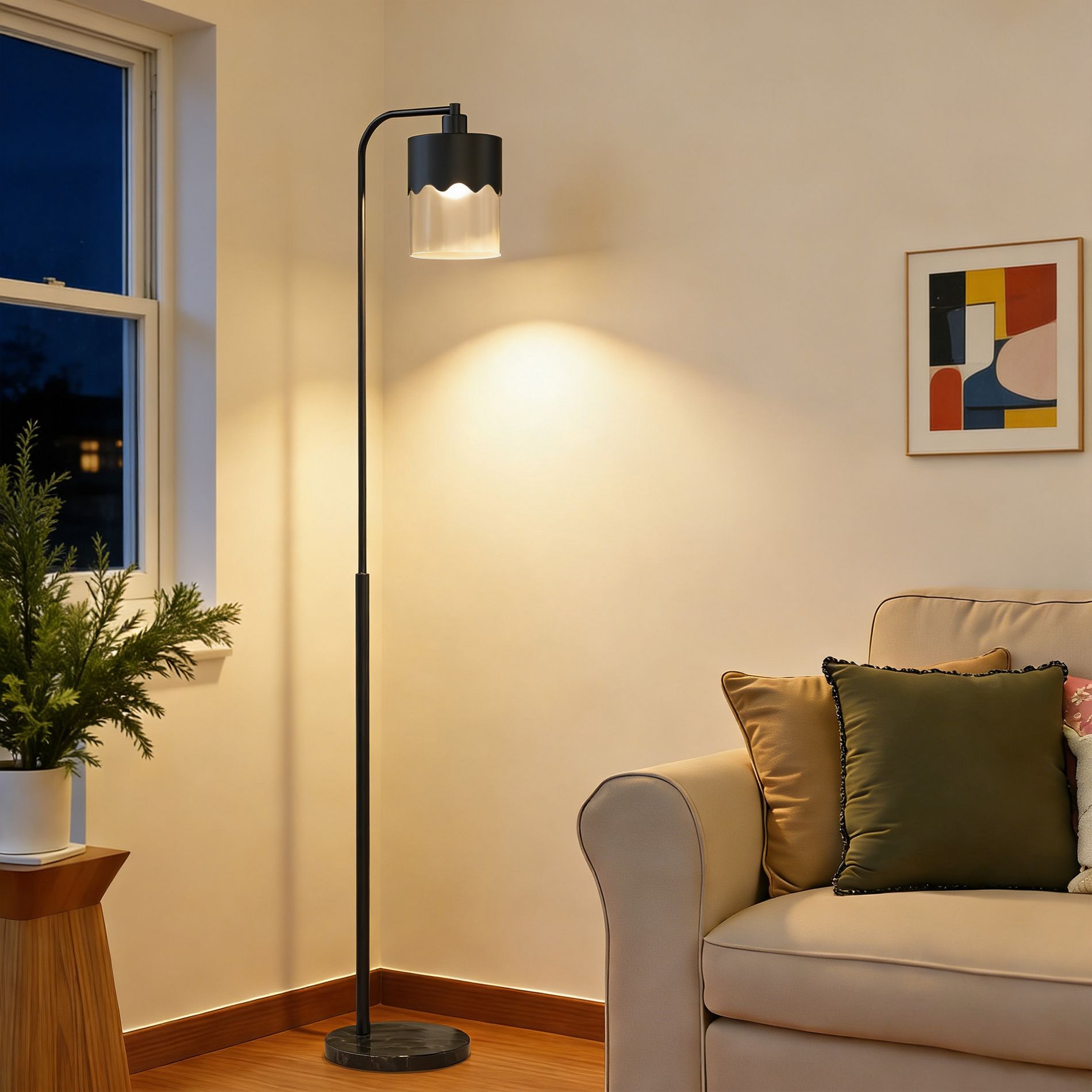 Maxax 66.05" Modern Black Gold Arc Floor Lamp, Industrial Standing Lamp for Living Room Bedroom Office,Bulb Not Included