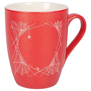 Elanze Designs 10 Ounce Ceramic Decorative Laser Engraved Giftable Novelty Tea Coffee Cup Mug Crimson Red Halloween Spooky Spiderweb - 1 of 4