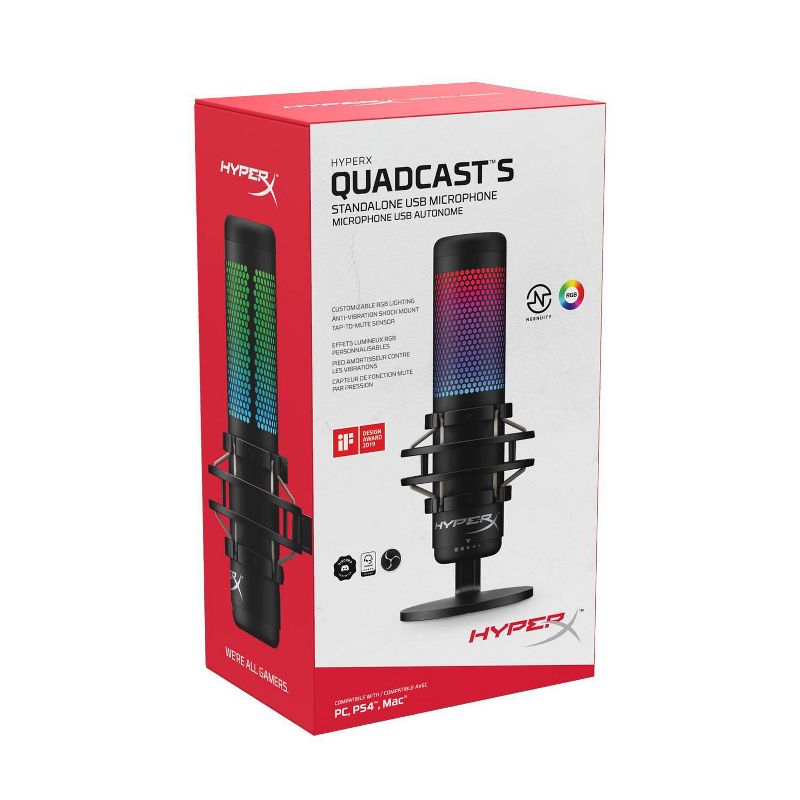 HyperX QuadCast S RGB USB Condenser Microphone for PC/PlayStation 4, 4 of 12
