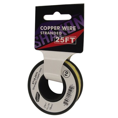 Shaxon 25' Stranded Copper 18 AWG Wire On Spool Yellow ST18-25YL