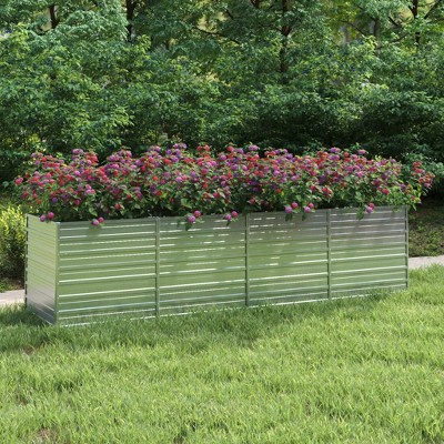vidaXL Garden Raised Bed Silver Galvanized Steel Large Garden Raised Bed