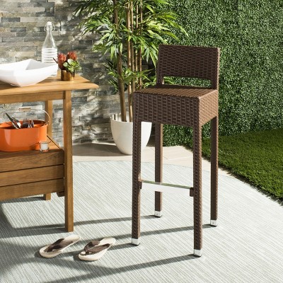 Landry Brown Rattan and Aluminum Bar Stool