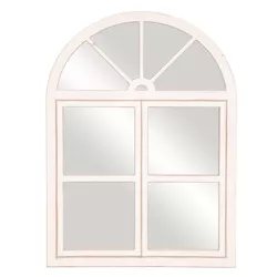 39"x29" Rustic Farmhouse Arch Windowpane Wall Mirror White - Patton Wall Decor