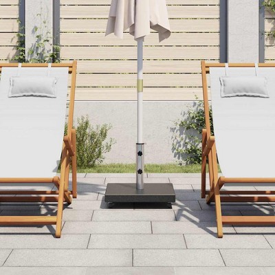 Granite Square Black Parasol Base with Stainless Steel Pole Holder