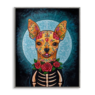 Stupell Industries Day of Dead Chihuahua Black Framed Giclee Art