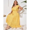 Womens Plus Size Casual Sleeveless Maxi Dress Ruffle Sleeve A Line Swing Summer Maxi Dress with Pockets - 3 of 4