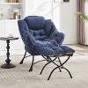 Dolonm Lazy Chair with Ottoman, Modern Lounge Accent Chair with Armrests, Side Pocket & Footrest, Soft Upholstered Reading Chair for Small Spaces - 2 of 4
