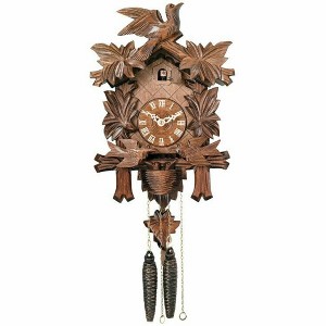 One Day Cuckoo Clock – 13 Inch Height – Carved Maple Leaves and Moving Birds By River City Clocks - 1 of 3